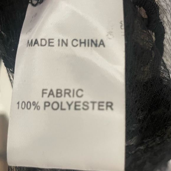 Eilly Bazar Shirt Sheer Floral Black Mock-neck Lace Tops Size Large - Picture 7 of 12